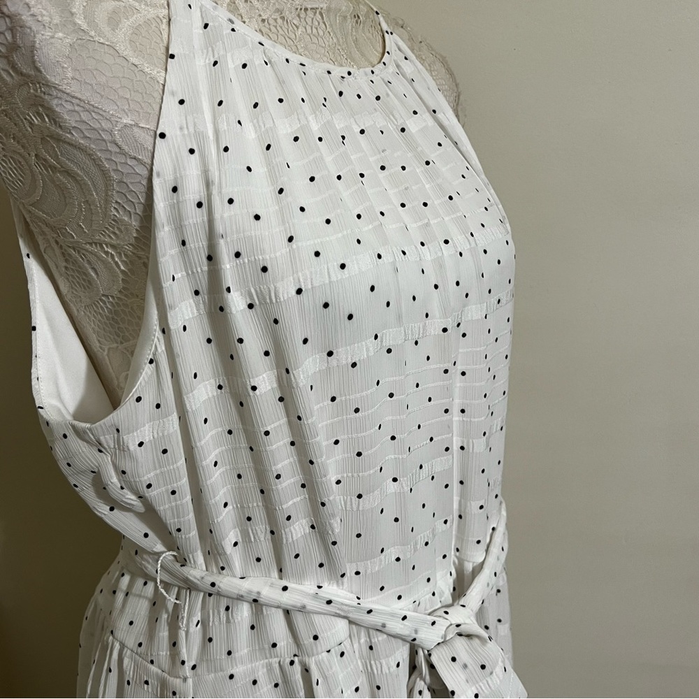 DKNY white and black polka dots spring summer sundress women’s size 14 - Picture 6 of 9